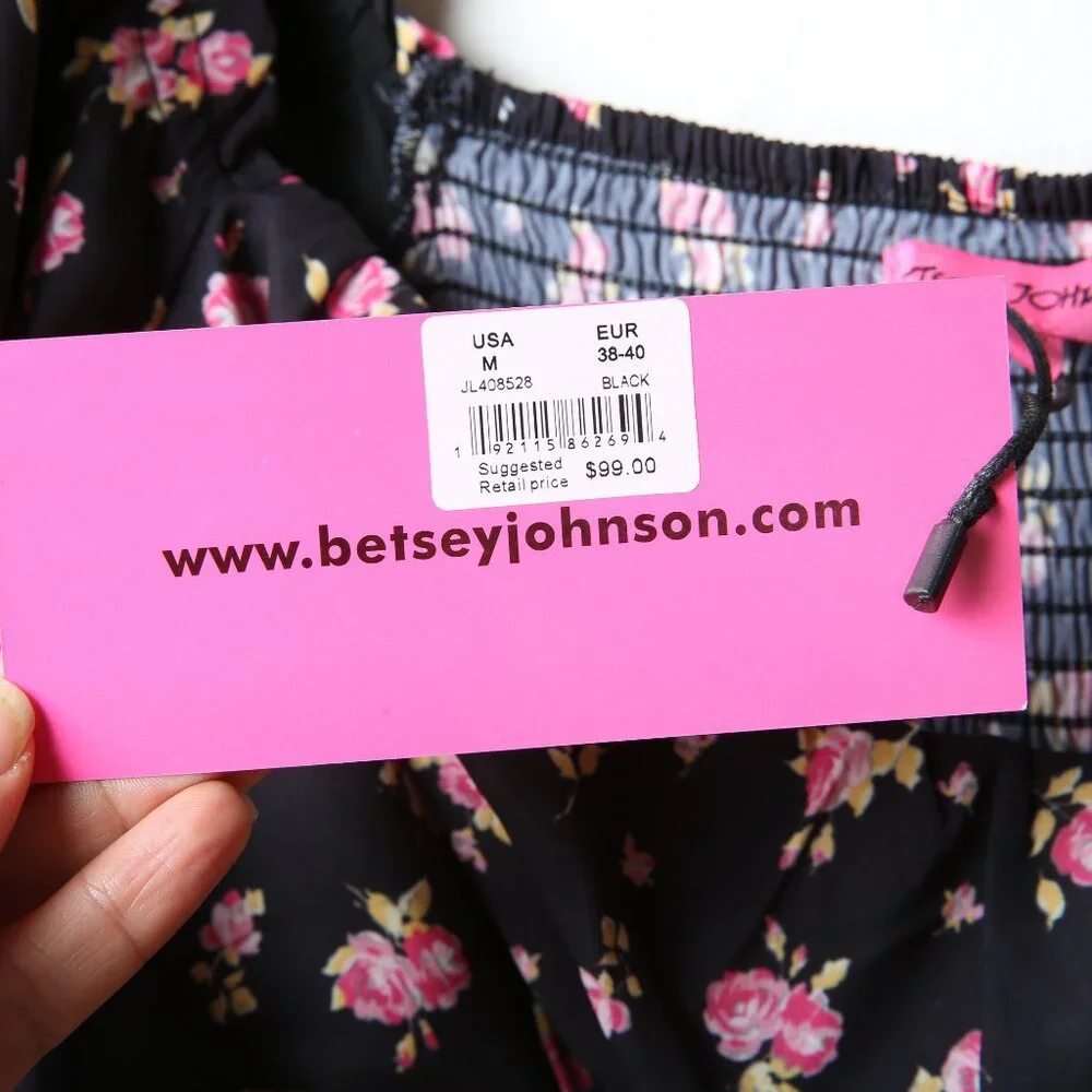 BETSEY JOHNSON Rosy Dots Floral Dress Flirty Feminine Size Medium NWT